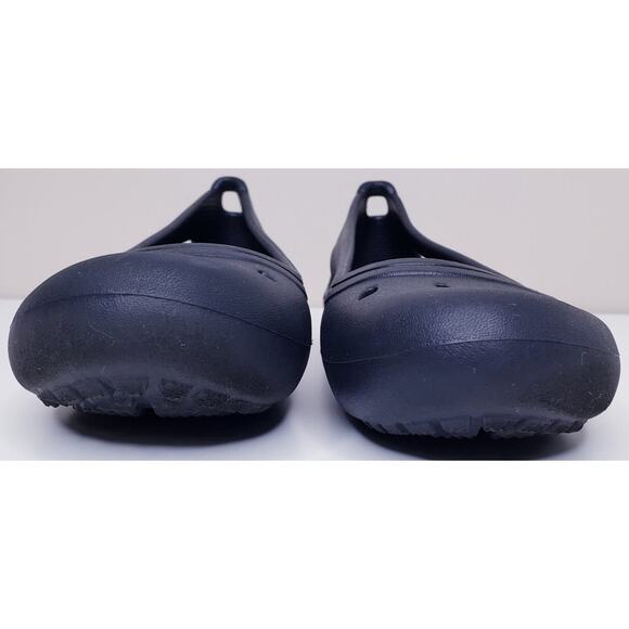 CROCS Girl's Size J2 KADEE Black Ballet Flats w/ Cut Out Slip On Shoes in VGUC - Picture 8 of 12